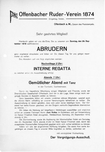1919 – Einladung Abrudern