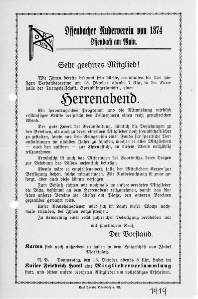 1919 – Einladung Herrenabend