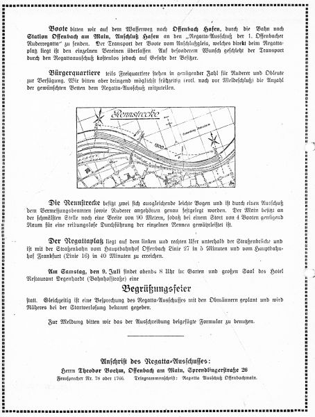 1921 – Einladung erste Offenbacher Regatta
